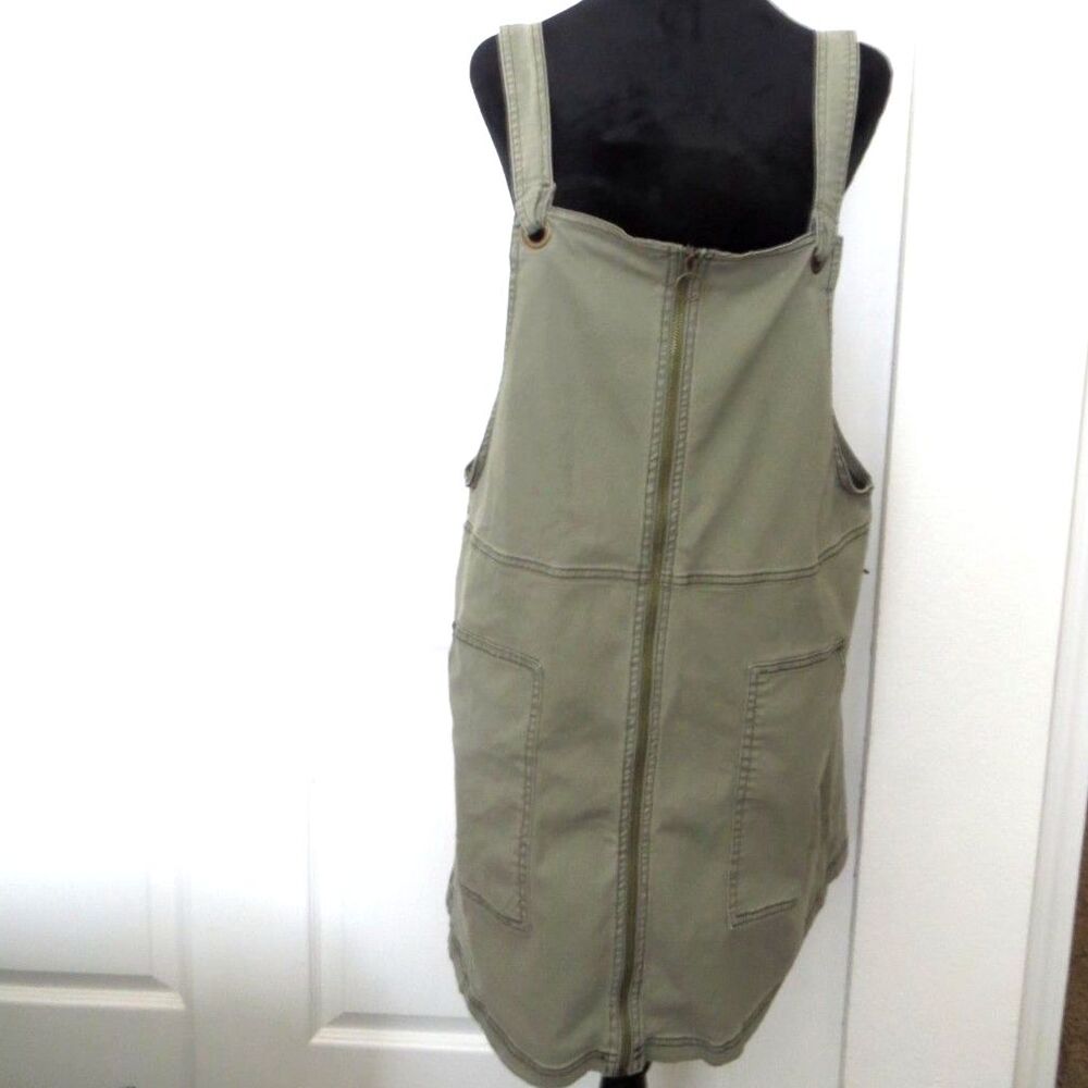 SO Women's Zip Front Overall Pinafore Dress Cotton Olive  Cottagecore XXL EUC - Picture 4 of 10